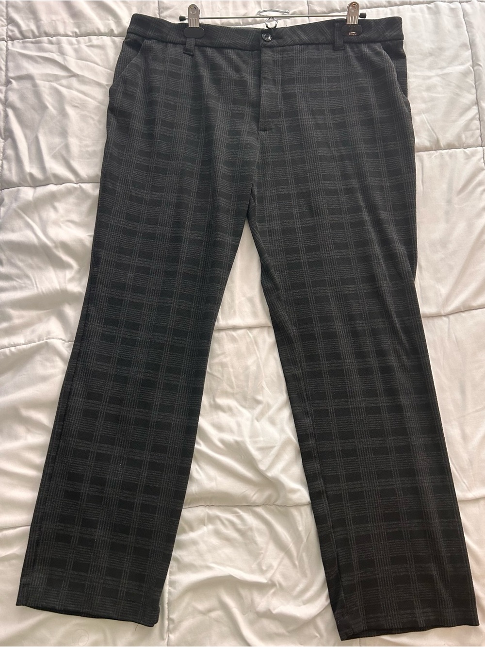 Women’s Plaid Dress Pants in Charcoal Gray